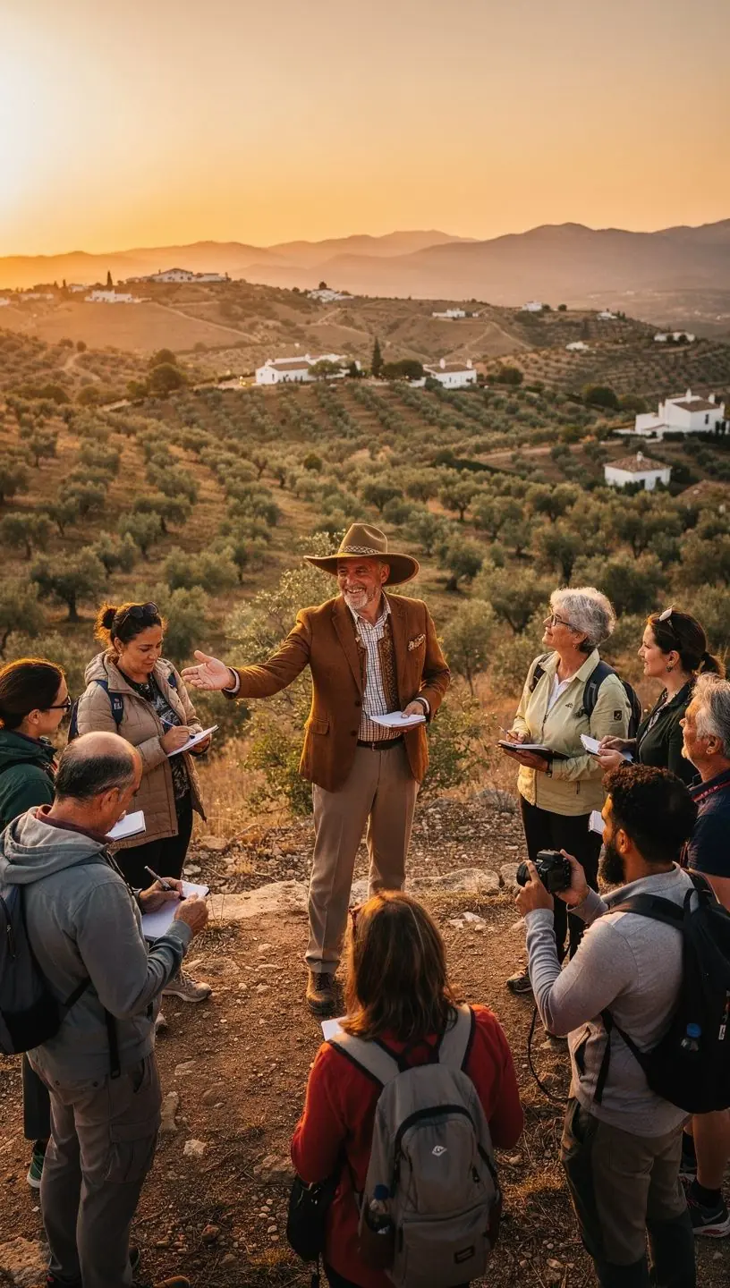 Fotografía de una reunión de expertos en turismo regional diseñando planes de viaje offline para Andalucía.